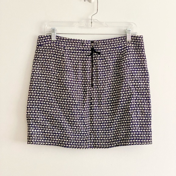 J Crew Postage Stamp Mini Skirt Navy/Purple Tweed, Size 8 - Picture 6 of 9
